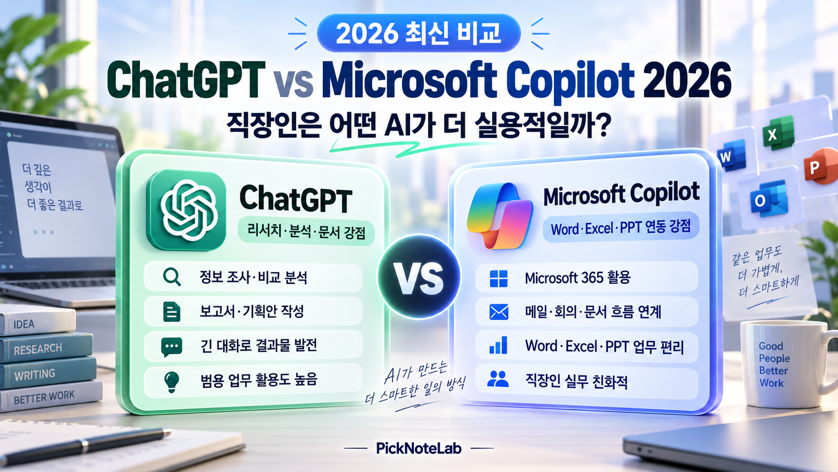 ChatGPT vs Microsoft Copilot 2026: 직장인은 어떤 AI가 더 실용적일까?